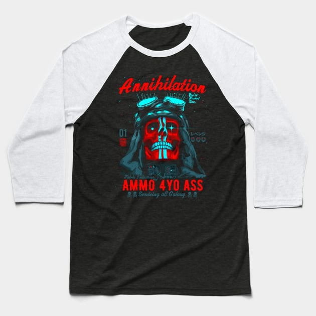 Tokebi Red Annihilation Skull Baseball T-Shirt by Yamabushi's Kawaii Store